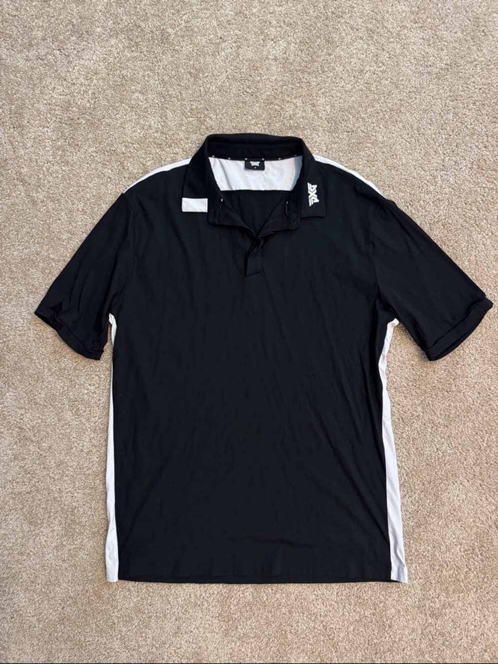PXG Black Golf Polo with White Side Panels